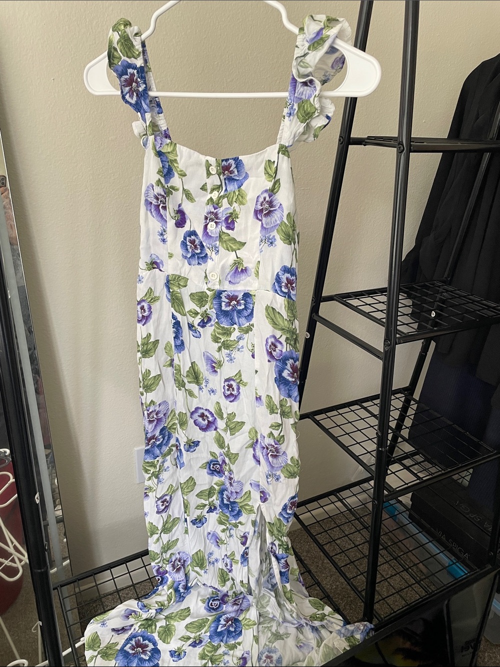 Forever 21 White Dress with Blue & Green Floral Print